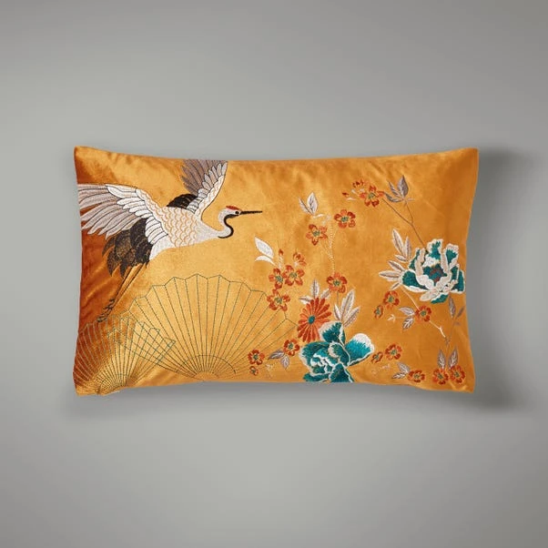 Embroidered Crane Cushion Cover 1 Embroidered Crane Cushion Cover