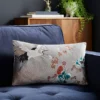 Embroidered Crane Silver Cushion Cover