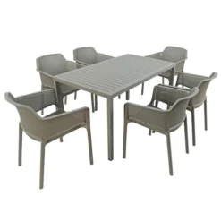 Turtle Dove Cube Dining Table With 6 Net Chair Set
