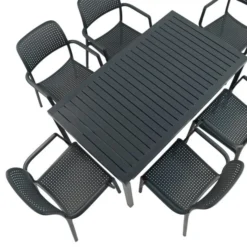 Cube Dining Table With 6 Bora Chair Set Anthracite -EGLO Shop 30826762 alt05