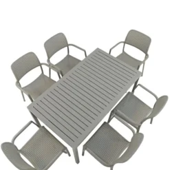 Cube Dining Table With 6 Bora Chair Set Turtle Dove -EGLO Shop 30826763 alt03