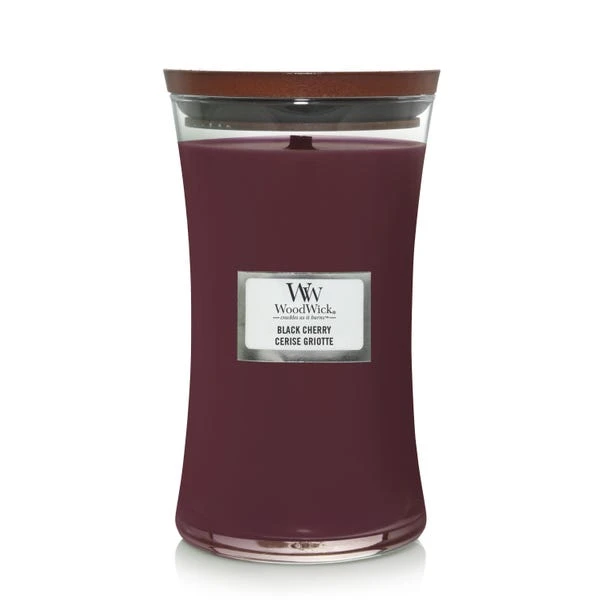 Woodwick Black Cherry Large Hourglass Crackle Candle 1 Woodwick Black Cherry Large Hourglass Crackle Candle