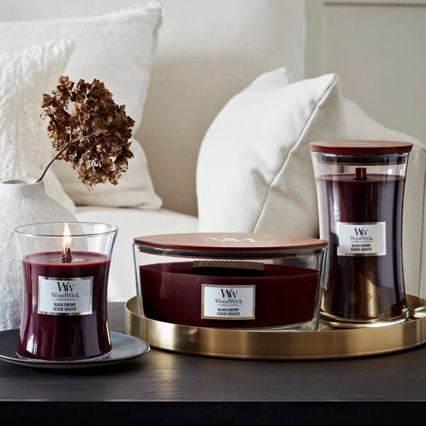Woodwick Black Cherry Large Hourglass Crackle Candle 2 Woodwick Black Cherry Large Hourglass Crackle Candle - Image 2