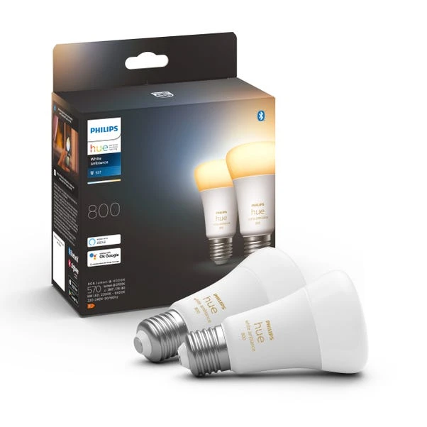 Set Of 2 Philips HUE Smart 6W ES GLS LED Dimmable Bulbs 1 Set Of 2 Philips HUE Smart 6W ES GLS LED Dimmable Bulbs
