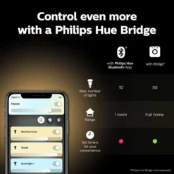 Set Of 2 Philips HUE Smart 8W BC GLS LED Tunable Bulbs -EGLO Shop 30838360 alt07