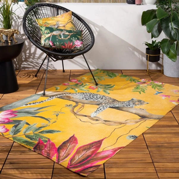 Wylder Tropics Leopard Ochre Washable Indoor Outdoor Rug 1 Wylder Tropics Leopard Ochre Washable Indoor Outdoor Rug
