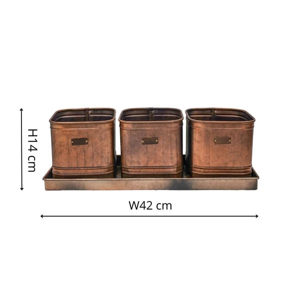 Set Of 3 Herb Hampton Outdoor Planters With Tray 5 Set Of 3 Herb Hampton Outdoor Planters With Tray - Image 5