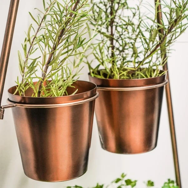 Gold Metal Wall Plant Stand With Planters 2 Gold Metal Wall Plant Stand With Planters - Image 2