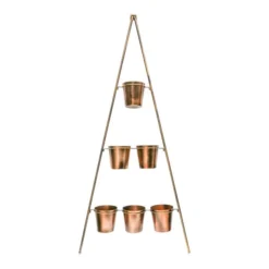 Gold Metal Wall Plant Stand With Planters 10 Gold Metal Wall Plant Stand With Planters -EGLO Shop 30849600 alt02