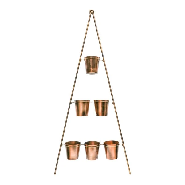 Gold Metal Wall Plant Stand With Planters 3 Gold Metal Wall Plant Stand With Planters - Image 3