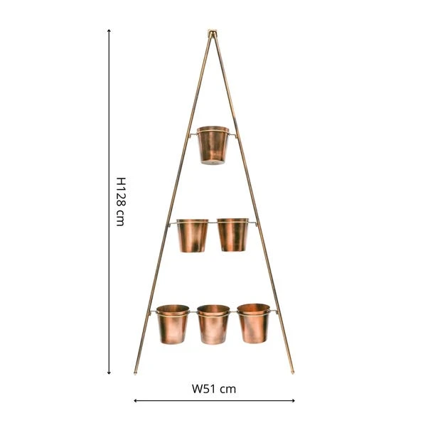 Gold Metal Wall Plant Stand With Planters 5 Gold Metal Wall Plant Stand With Planters - Image 5