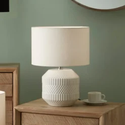Meribel Geo Textured Ceramic Table Lamp -EGLO Shop 30850517