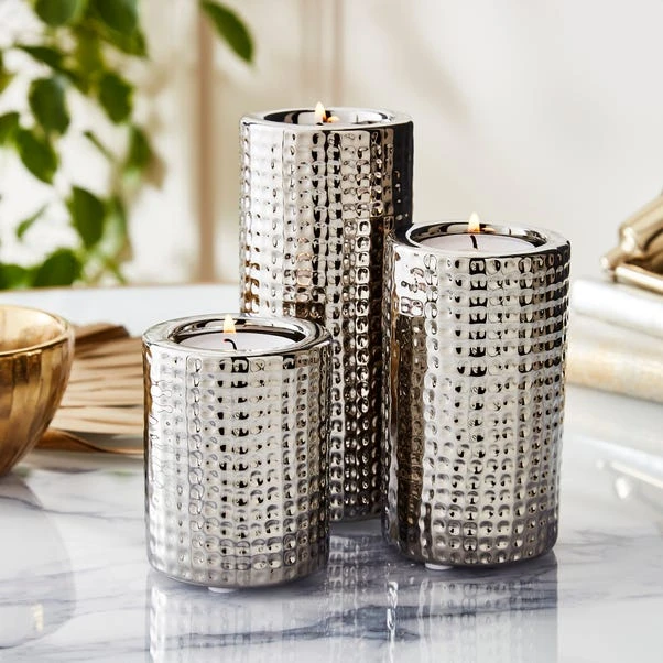 Set Of 3 Dimpled Tealight Holders 5 Set Of 3 Dimpled Tealight Holders - Image 5