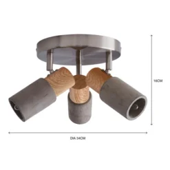 Inka Concrete Wood Effect 3 Light Semi Flush Spotlight -EGLO Shop 30856610 alt07