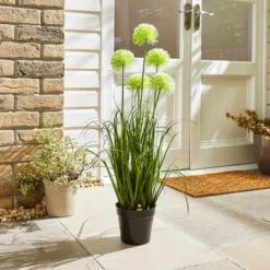 Artificial Allium Plant In Black Pot
