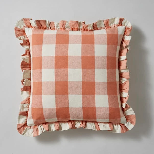 Frilled Check Cushion Clay 2 Frilled Check Cushion Clay - Image 2