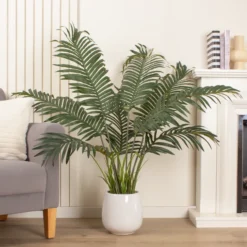 Artificial Palm Tree In White Ceramic Plant Pot