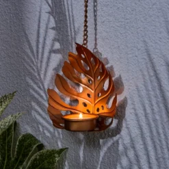 Set Of 4 Hanging Gold Leaf Outdoor LED Tealights -EGLO Shop 30864586 alt02