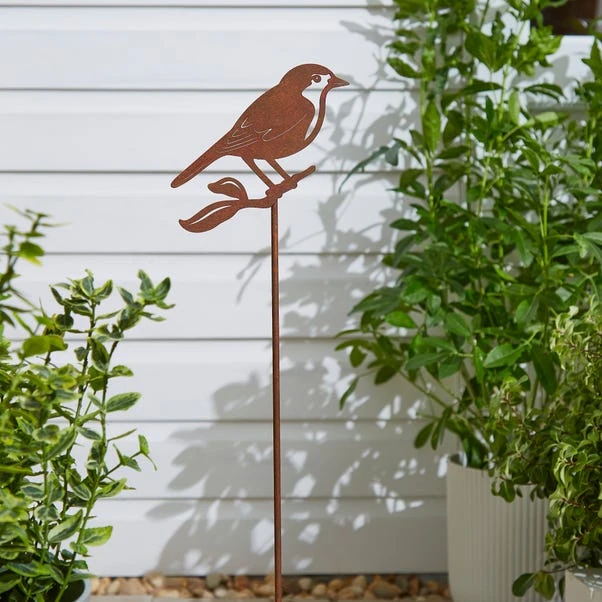 Rusted Iron Blue Tit Stake 1 Rusted Iron Blue Tit Stake