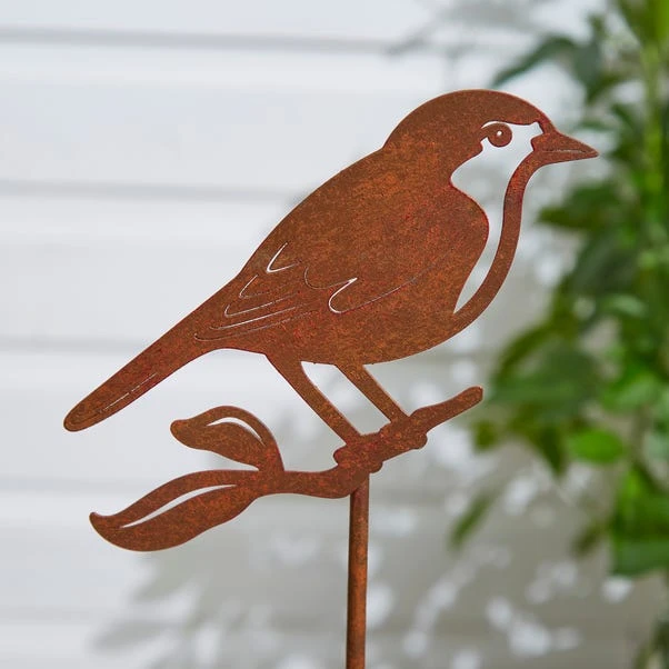 Rusted Iron Blue Tit Stake 2 Rusted Iron Blue Tit Stake - Image 2