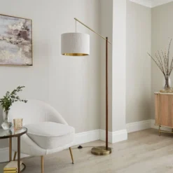 Hazelle Boucle Wooden Floor Lamp