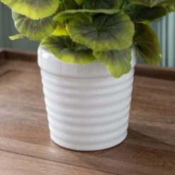 Artificial White Geranium In White Ceramic Plant Pot -EGLO Shop 30869205 alt03