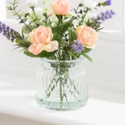 Artificial Rose And Lavender Bouquet In Glass Vase -EGLO Shop 30869206 alt03