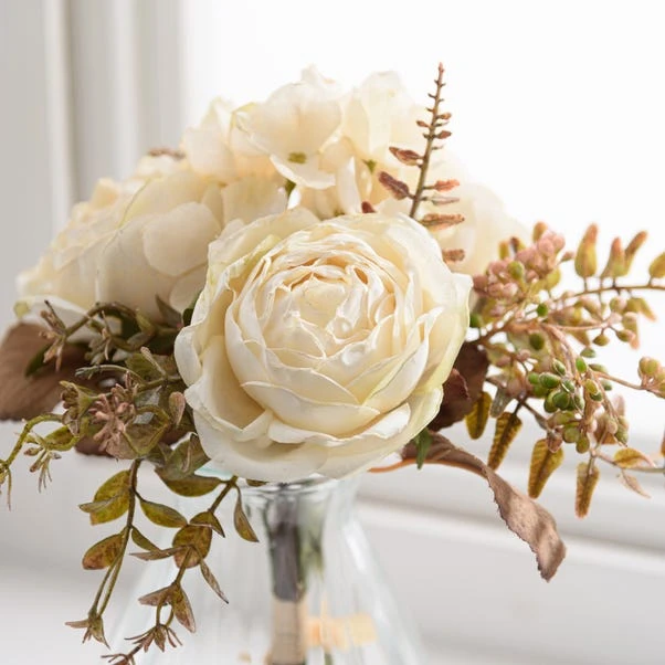 Artificial Dried Rose Bouquet In Glass Vase 2 Artificial Dried Rose Bouquet In Glass Vase - Image 2