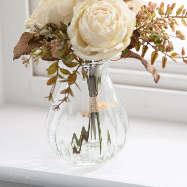 Artificial Dried Rose Bouquet In Glass Vase 3 Artificial Dried Rose Bouquet In Glass Vase - Image 3