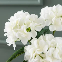 Artificial White Hydrangea In Grey Cement Plant Pot -EGLO Shop 30869579 alt02