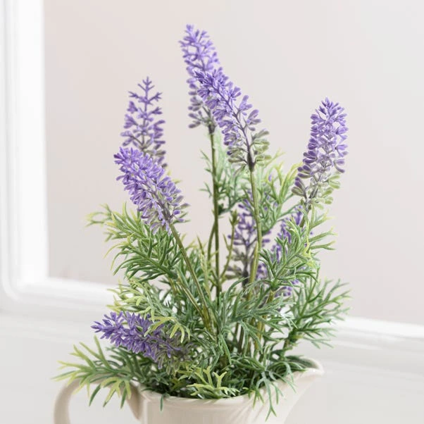 Artificial Lavender In Cream Ceramic Jug 2 Artificial Lavender In Cream Ceramic Jug - Image 2