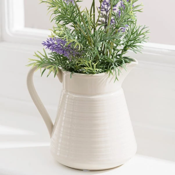 Artificial Lavender In Cream Ceramic Jug 3 Artificial Lavender In Cream Ceramic Jug - Image 3