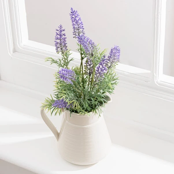 Artificial Lavender In Cream Ceramic Jug 4 Artificial Lavender In Cream Ceramic Jug - Image 4