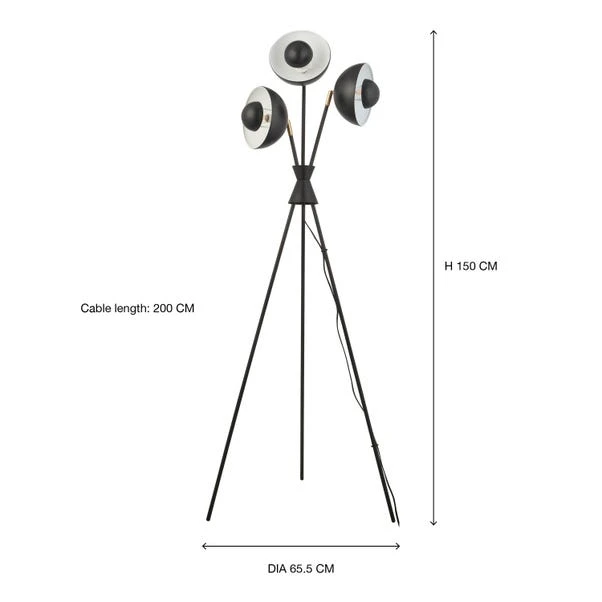 Elements Levi Tripod 3 Light Metal Floor Lamp 5 Elements Levi Tripod 3 Light Metal Floor Lamp - Image 5