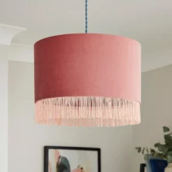 Fringed Velvet Drum Lamp Shade -EGLO Shop 30870732