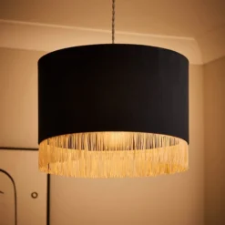 Fringed Velvet Drum Lamp Shade -EGLO Shop 30870759 alt01