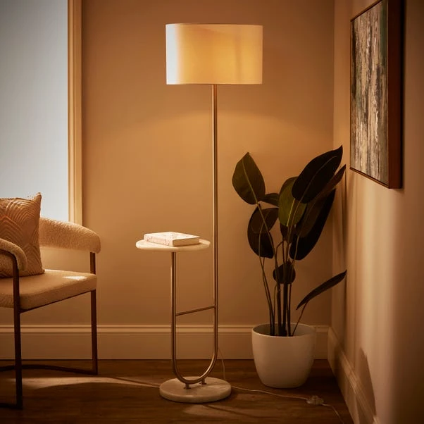 Carrara Marble Base Floor Lamp With Table 2 Carrara Marble Base Floor Lamp With Table - Image 2