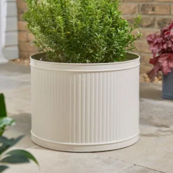 Round Galvanised Plant Pot 10 Round Galvanised Plant Pot -EGLO Shop 30872695