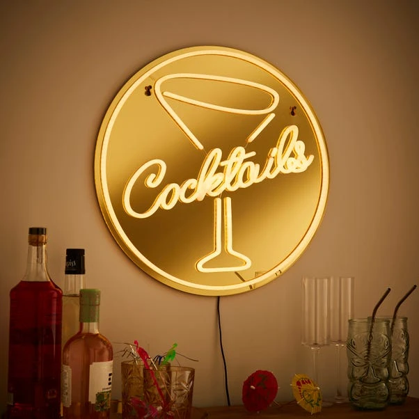 Cocktail Indoor Outdoor Mirrored Neon Sign 2 Cocktail Indoor Outdoor Mirrored Neon Sign - Image 2