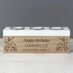 Personalised Floral Triple Tealight Box