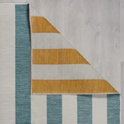 Striped Reversible Indoor Outdoor Blue & Yellow Rug 17 Striped Reversible Indoor Outdoor Blue & Yellow Rug -EGLO Shop 30887444 alt02