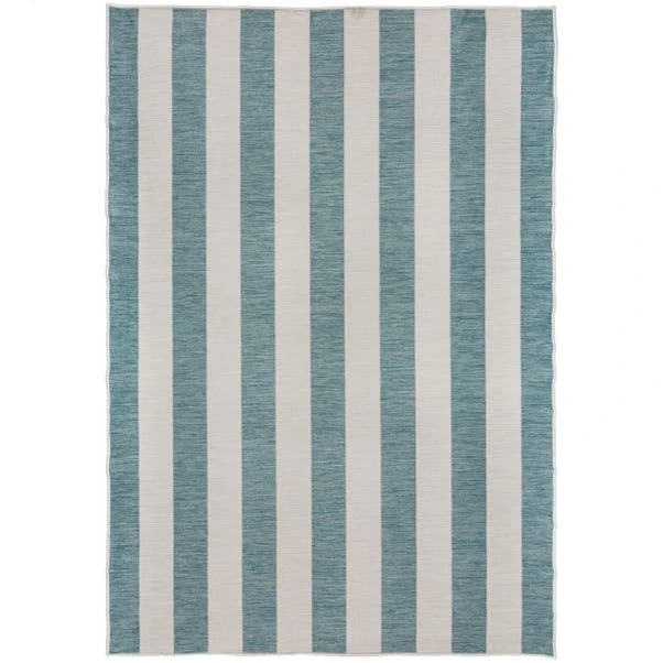 Striped Reversible Indoor Outdoor Blue & Yellow Rug 10 Striped Reversible Indoor Outdoor Blue & Yellow Rug - Image 10