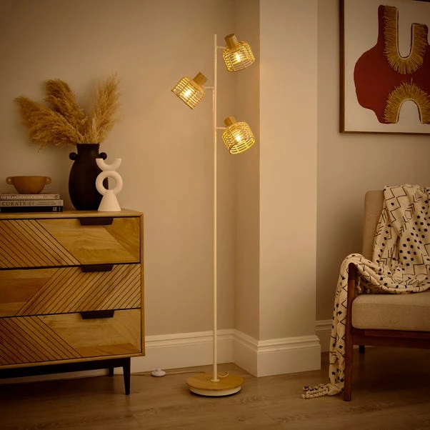Emil Rattan 3 Light Adjustable Floor Lamp 2 Emil Rattan 3 Light Adjustable Floor Lamp - Image 2