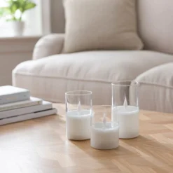 Set Of 3 LED Glass Pillar Candles -EGLO Shop 30897725 alt01