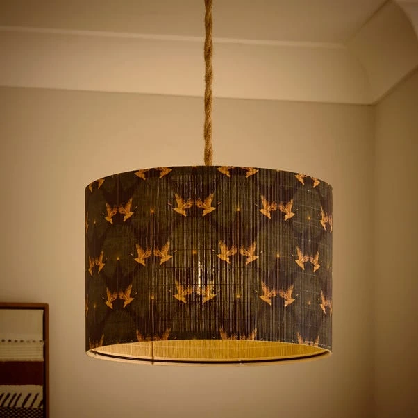 Luxe Cranes Bamboo Drum Lamp Shade 2 Luxe Cranes Bamboo Drum Lamp Shade - Image 2