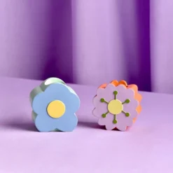 Set Of 2 Raspberry Blossom Flower Candlestick Holders