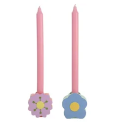 Set Of 2 Raspberry Blossom Flower Candlestick Holders -EGLO Shop 30903305 alt02