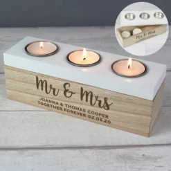 Personalised Free Text Triple Tealight Holder