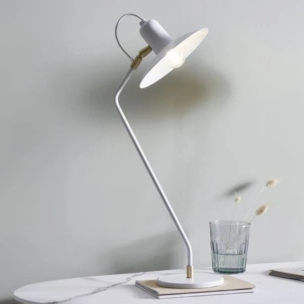 Camden Matt White Metal Angle Arm Task Table Lamp 1 Camden Matt White Metal Angle Arm Task Table Lamp