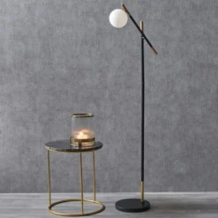 Wanda White Orb And Black Metal Floor Lamp